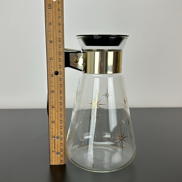 Vtg Corning Heat Proof Glass Atomic Starburst Carafe Coffee Tea Pot MCM Retro - Picture 8 of 13